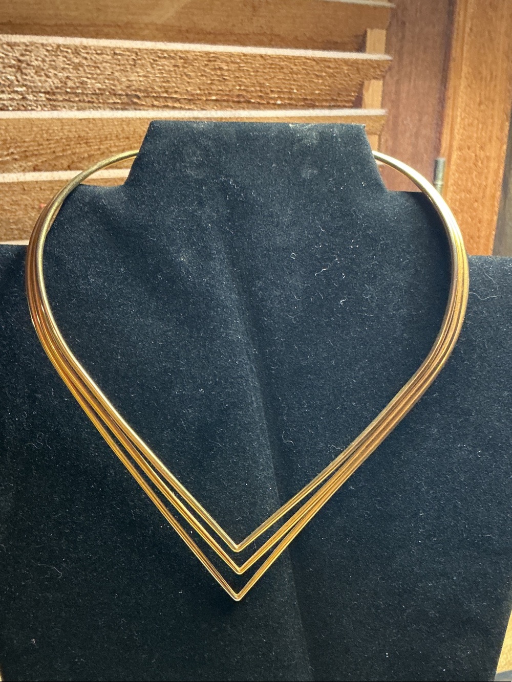 Gold Tone Multi-Strand V-Shaped Collar Necklace - Women Jewelry